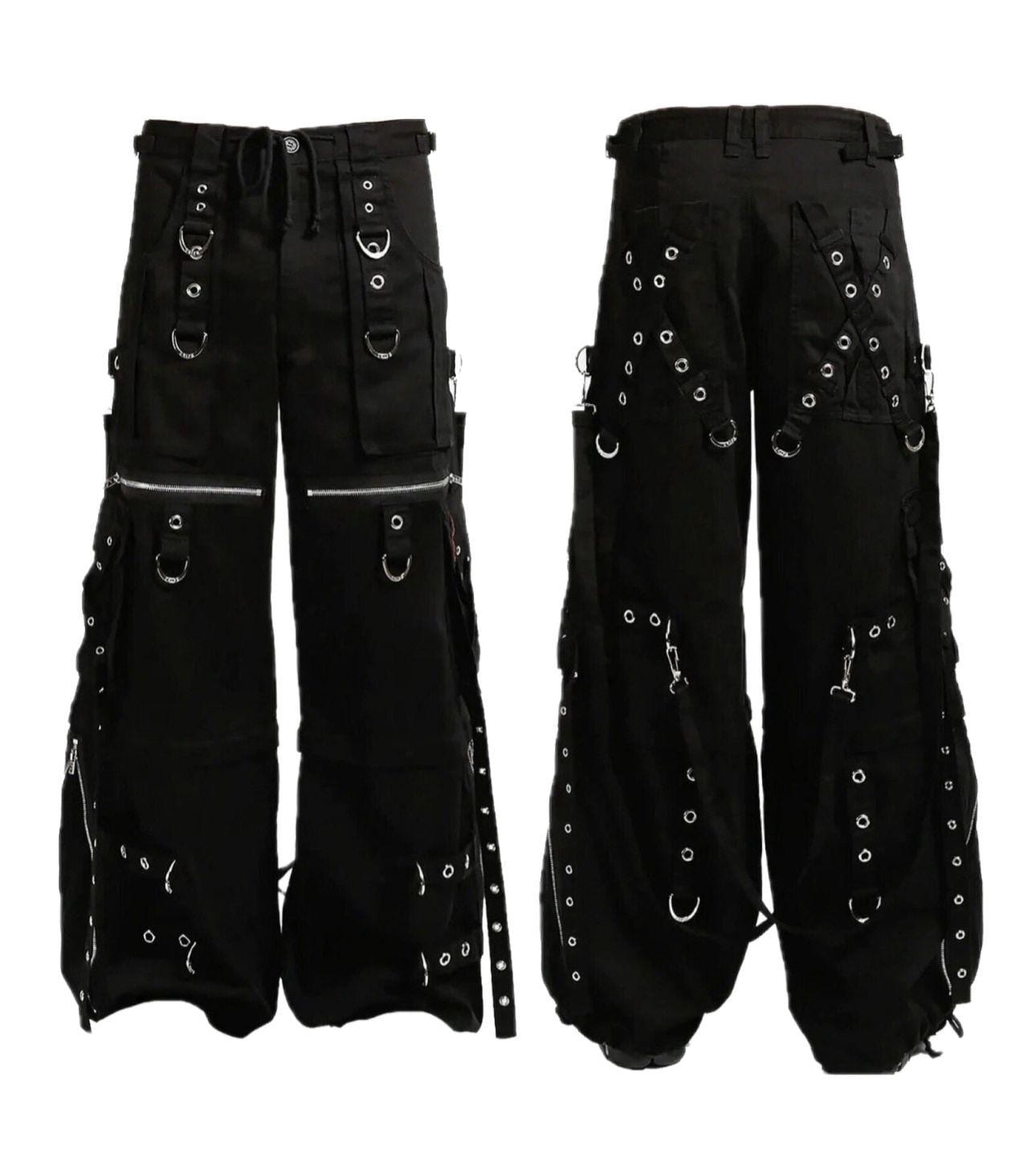 Nepal Trance Pants 黒 y2k グランジ パンツ Unisex Gothic Apocalyptic Black Punk Rock Emo Tripp Pants | Cyber