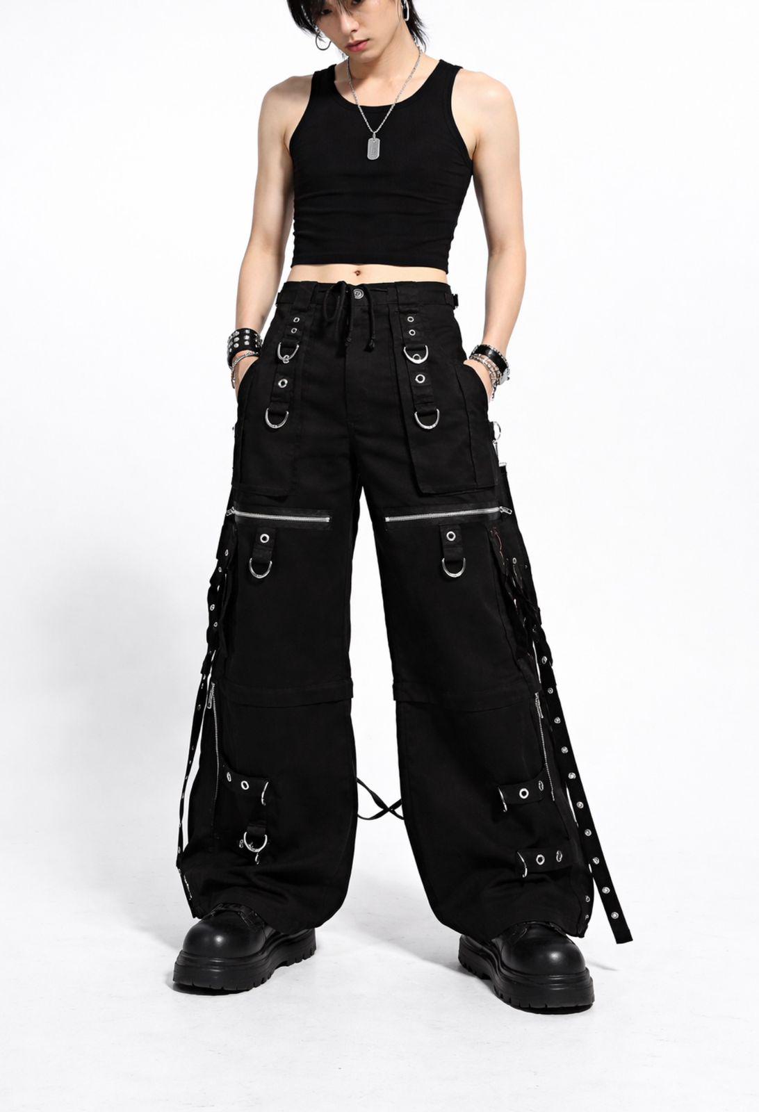 Unisex Gothic Apocalyptic Black Punk Rock Emo Tripp Pants | Cyber