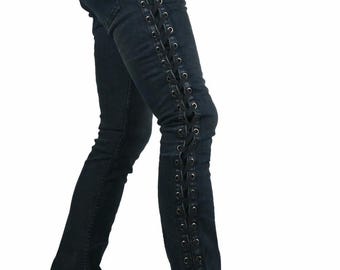Kill City Gothic Punk Rock-veterjeans voor heren – Riff Bootcut Biker Stage Wear-broek