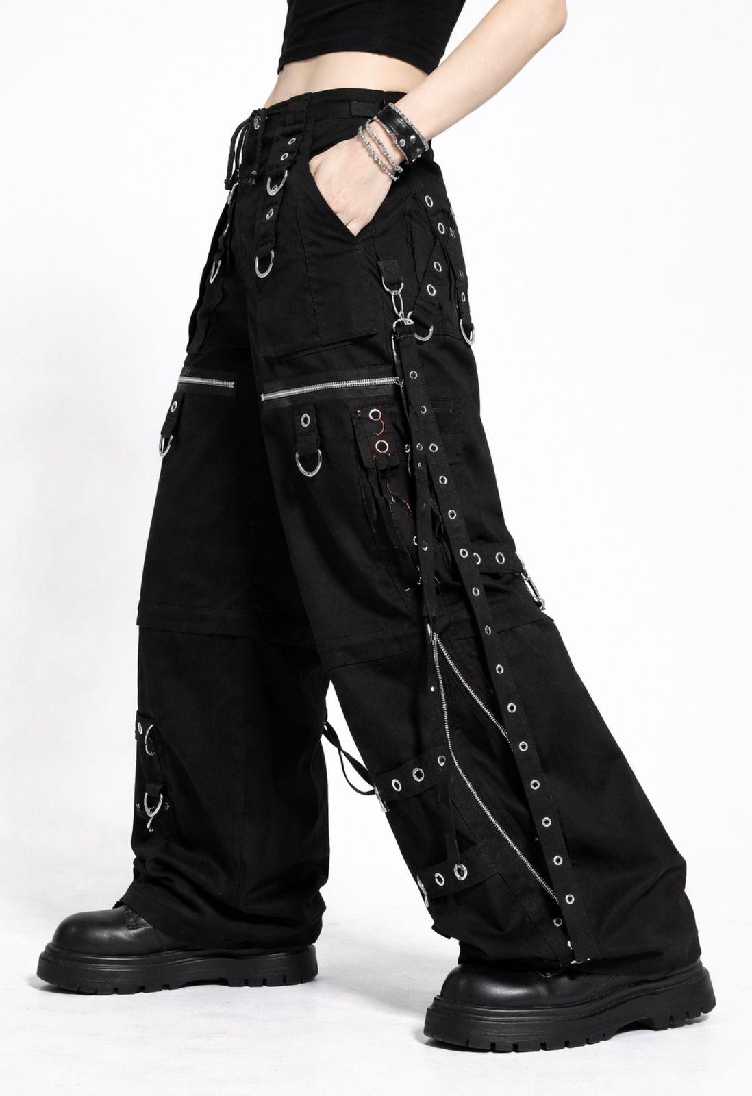 Unisex Gothic Apocalyptic Black Punk Rock Emo Tripp Pants | Cyber