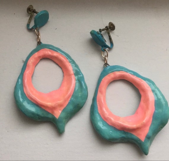 Vintage 1960s ceramic earrings - image 1