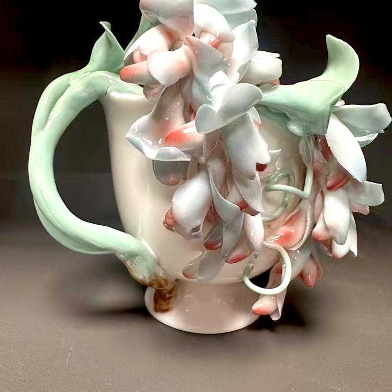Handmade 3D Porcelain Flower Vine Mug - Intangible Cultural Heritage ...