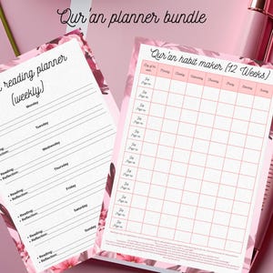 Qur’an Reading Planner | Islamic Weekly Planner Printable | Floral Quran Journal Pages | Muslim Digital Download