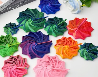 3D Printed Expanded Sensory Fidget Star – Hypnotic Visual & Sound Sensory Spinner, Stress Relief Desk Toy, Satisfying Tactile Fidget