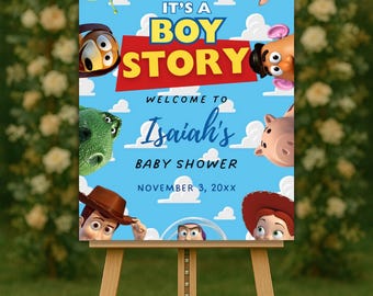 Its a Boy Story Toy Story Baby Shower Welcome Sign Editable Canva Template Custom Printable Digital Personalized Party Sign for Kids