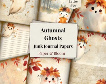 Ghost Junk Journal Printable Pages: Autumn or Halloween Stationery (Digital Download)