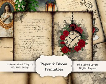 Ink Stained Lovers Papiere zum Ausdrucken: Gothic & Dark Romance Papiere (Instant Download)
