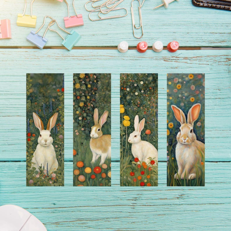 Paper Rabbit Bookmark 4 Whimsical Rabbit Printable Bookmarks 2