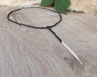 Bone Necklace – Braided Leather Fantasy Amulet