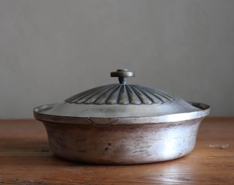Vintage Brass & Nickel Lidded Metal Vessel