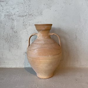 Antica anfora greca / Vaso in terracotta a due manici / Ceramica rustica mediterranea / Arredamento per la casa Wabi Sabi / Stile rustico cretese
