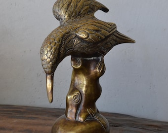 Vintage Brass Bird Sculpture