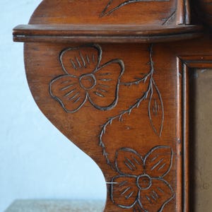 Early 20th Century Cretan Decorative Wooden Frame, Hand-Carved Floral Wall Decor with Integrated Shelf image 6