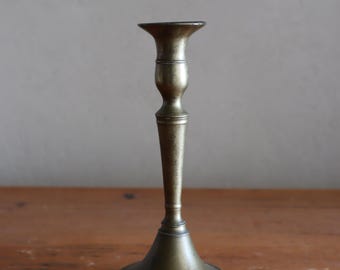 Antique Greek Brass Candlestick, 1920s Vintage Neoclassical Taper Holder, Hand-Polished Rustic Mediterranean Table Decor