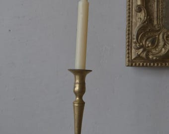 Vintage Single Brass Candlestick, 1980s Baluster Style Taper Holder, Elegant Tabletop Decor