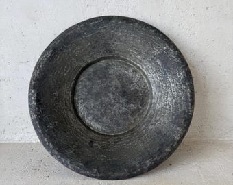 Antique Hand-Forged Brass Plate | 19th Century Wabi-Sabi Dish (25 cm)