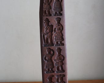 Antique Springerle Cookie Mold, 1920s Carved Germanic Wood Speculaas , Rustic Folk Art Kitchen Decoration