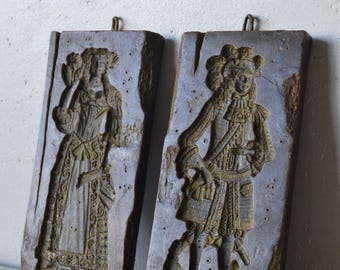 Antique Dutch 'Speculaas' Cookie Molds Set of 2, 18th Century