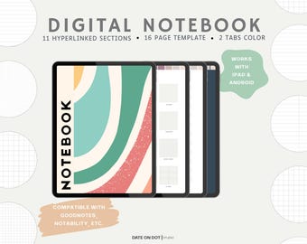 Minimalist Digital Notebook | Goodnotes & Notability Journal | Hyperlinked Planner PDF