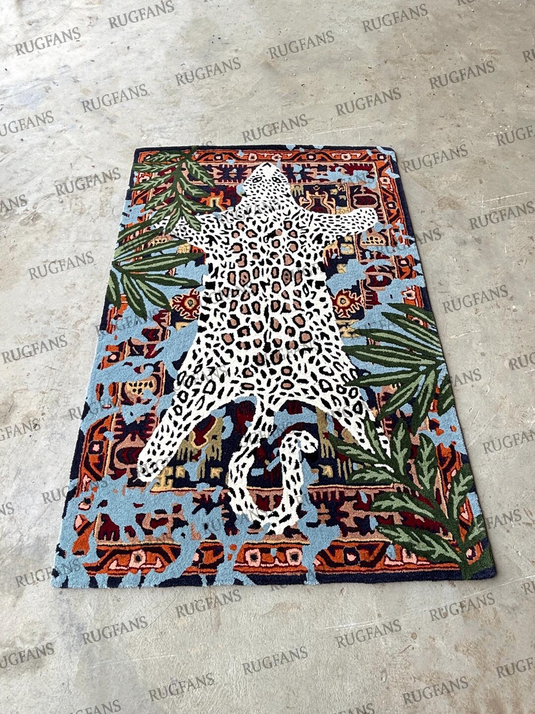 Leopard Wool Rug,animal Print Rug, Climbing Leopard Rug Mid Century Rug ...