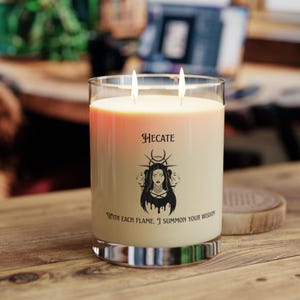 Hecate triple goddess candle, high quality soy wax altar candle with quote, lavander and sage scented, divine feminine devotional candle