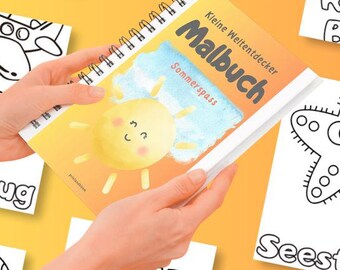 Livro de colorir para crianças a partir de 2 anos – Desenhos para colorir de verão em PDF – Livro de colorir fácil para crianças pequenas – Diversão de verão para imprimir