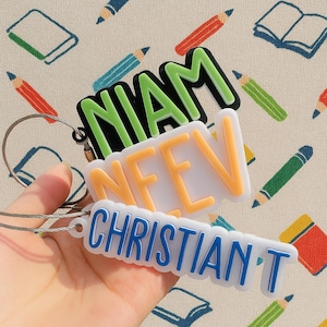 Personalized Acrylic Keychain, Acrylic Name Tag, Backpack Name Tag, Diaper Bag, Custom Name Keychains, Lunchbox Name Tag, Retro Name