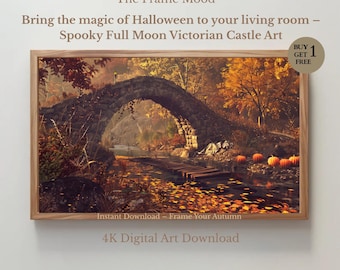 Halloween Bilderrahmen TV Art: Steinbrücke im Mondscheinwald (Digitaler Download)