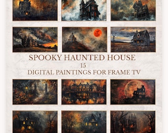 Gothic Haunted House Frame TV Art: Halloween Digital Paintings (Digital Download)