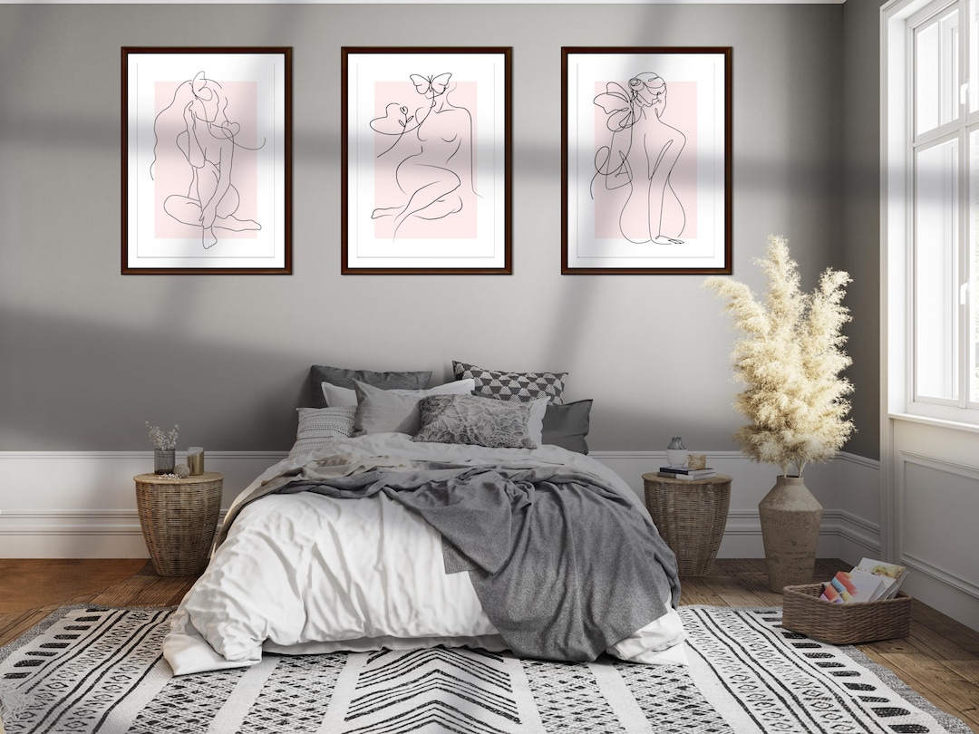 Boho Female Silhouette Line Art Prints, Set of 3 (digital Download) - Etsy