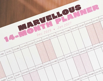 14-Month Wall Planner 2025-2026-2027 | Large Australian Calendar | Family Planning | Recycled Paper | Visual planning