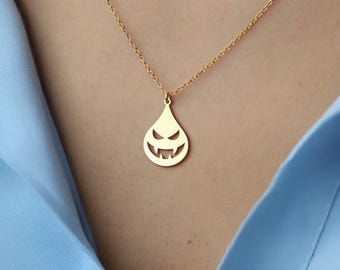 Silver Monster Necklace: Drop Pendant, Cartoon Creature Charm
