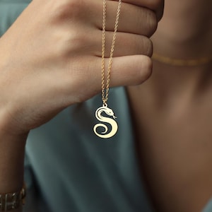 Collar de serpiente de oro: colgante de serpiente de plata de ley, joyería bohemia