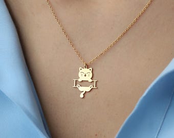 Silver Cat Pendant Necklace: Animal Jewelry Gift