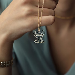 Stitch Name Pendant Necklace, Disney Fan Necklace, Gift for Kids, Lilo and Stitch, Pendant for Her or Kids, Stitch Gifts, Disney Charm