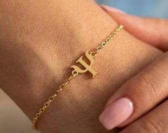 Silver Psi Bracelet: Minimalist Charm Jewelry