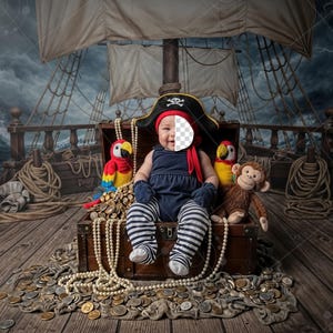 Pirate Ship Baby Photography Backdrop: Face Insert PSD (Digital Download)