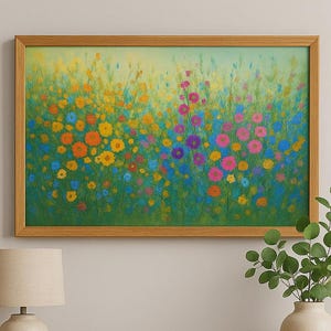 Colorful Wildflower Wall Art – Abstract Floral Meadow Printable – Bright Botanical Digital Download for Spring Home or Gallery Decor