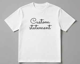 Custom Cursive Text Women's Crew Neck T-shirt | Personalized Quote Tee, 180g Cotton Heat Transfer