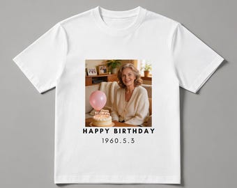 Custom Grandma Photo Birthday T-Shirt | Personalized Grandmother Gift Tee, 180g Cotton