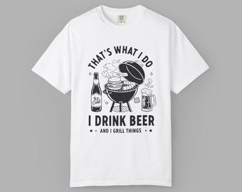 Comfort Colors Beer Grill Dad T-Shirt, Retro BBQ Graphic Tee