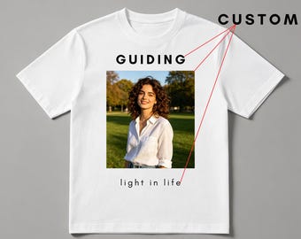 Custom Photo Text T-Shirt | Personalized Mom Quote Tee, 180g Cotton Crew Neck