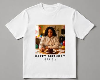 Custom Photo Birthday T-Shirt | Personalized Heat Transfer Cotton Tee