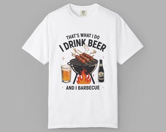 Comfort Colors Beer BBQ Graphic Tee, Retro Grill Dad Shirt
