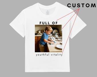 Custom Photo Text T-Shirt | Personalized Kids Cotton Crew Neck Tee