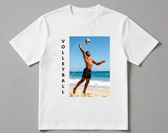 Custom Volleyball Photo Name T-Shirt | Personalized Athlete Cotton Tee
