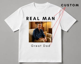 Custom Photo & Text Men's T-Shirt | Personalized Dad Gift Tee, 180g Cotton Crew Neck