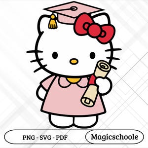 Cute Graduation Kitty SVG, Class of 2026 PNG, Coquette Bow Graduate Sublimation, Pink Grad Girl PDF, Editable Senior 2026 Shirt Design