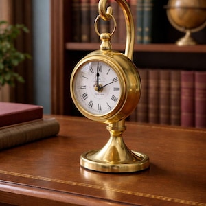 Antique Gold Desk Clock: Vintage Style Tabletop Decor