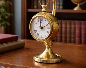 Antique Gold Desk Clock: Vintage Style Tabletop Decor